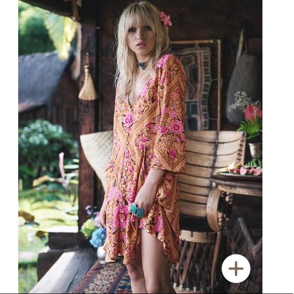 Spell & the Gypsy babushka boho mini dress amber S preowned - Picture 3 of 15